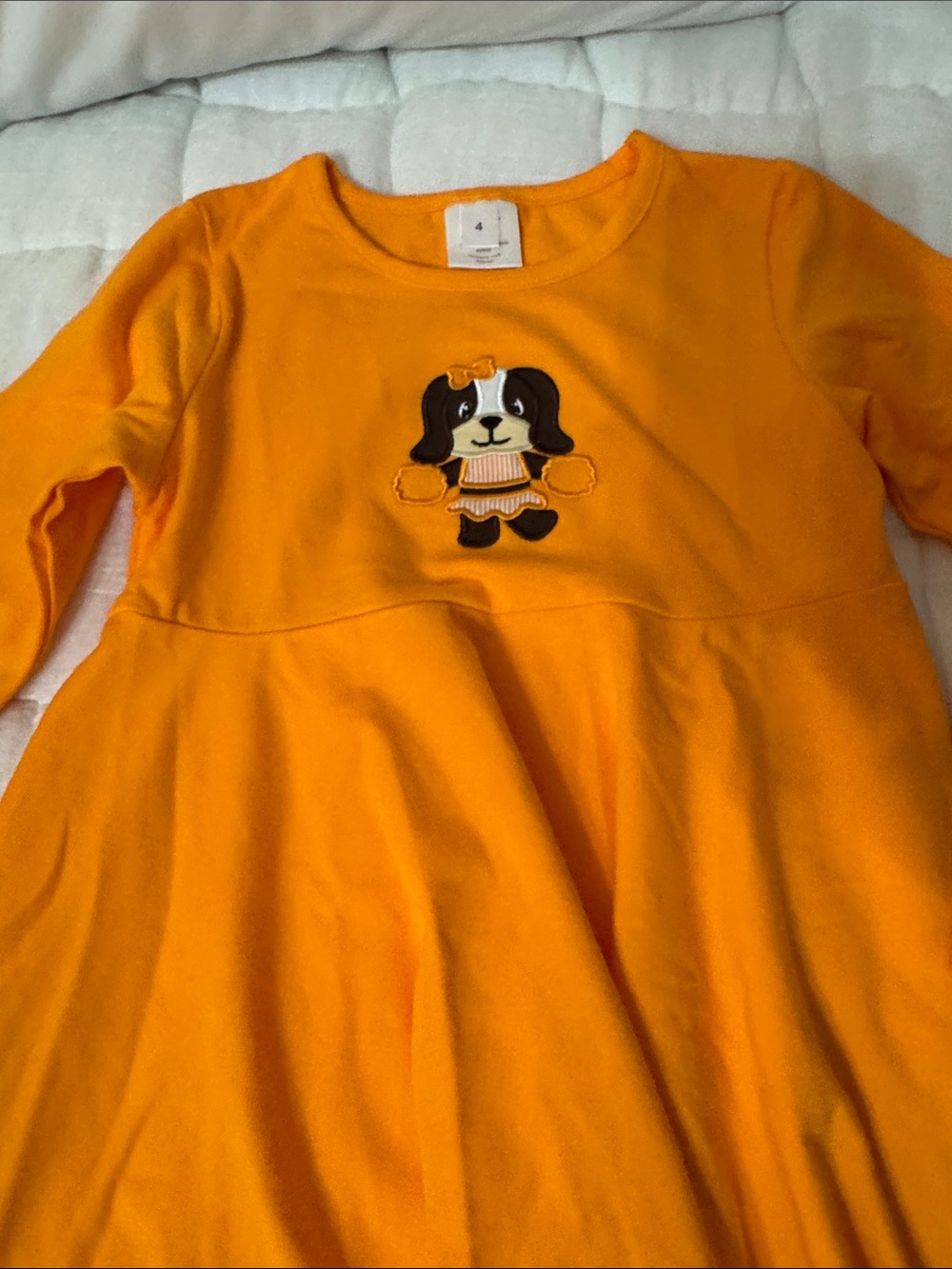 Orange Long-Sleeve Dress with Smokey Dog Appliqué University Tennessee